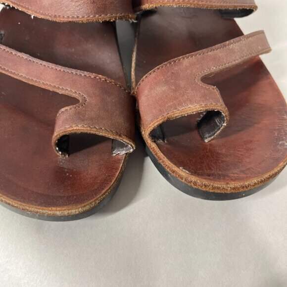 Genuine Leather Slide Sandals Mens Size 10.5/11 Brown Slip-On Made in Palestine - Picture 5 of 10
